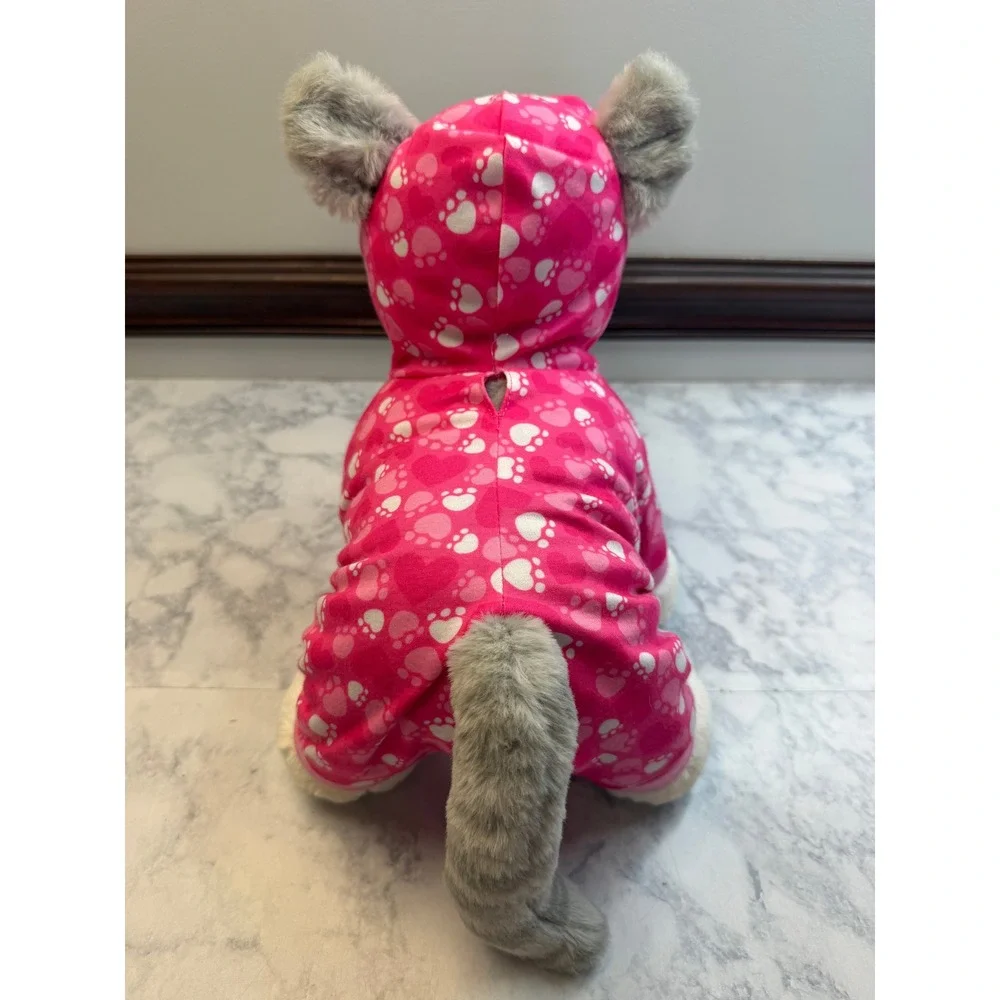 Build A Bear Promise Pets Grey White Cat Heterochromia Blue Yellow Eyes Pink PJs
